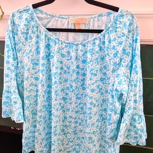 L MICHAEL Kors Blue floral Bell sleeve top